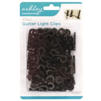 Black Gutter Light Clips - 65 pieces