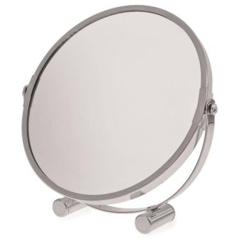 Blue Canyon Chrome Bullet Stand Desk Mirror 17cm I Freestanding Round Vanity Mirror for Bathroom or Bedroom