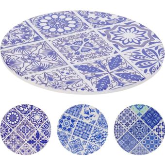 Blue Ceramic Tile Trivet with Cork Backing 25cm I Heat Resistant Pot and Pan Coasters – Pack of 12