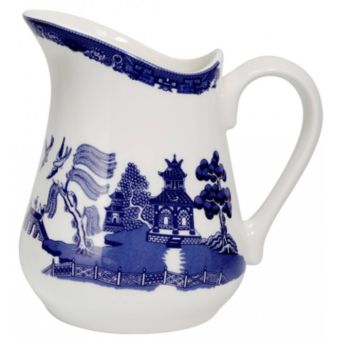 Traditional Blue Willow Ceramic Jug Serving Pitcher 1L