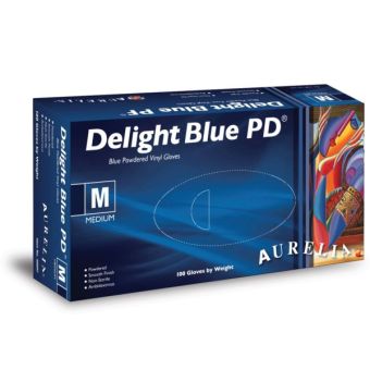 Aurelia Vinyl Sky Blue Disposable Gloves Medium Size