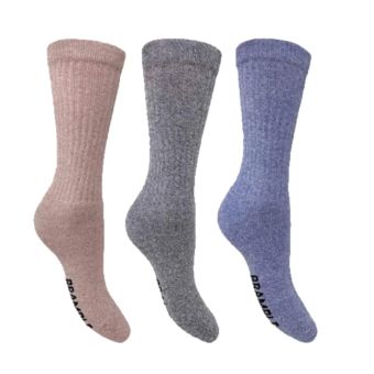 Bramble Ladies All Terrain Socks I Size 4-7 I 3 Pairs I Pink, Grey & Blue