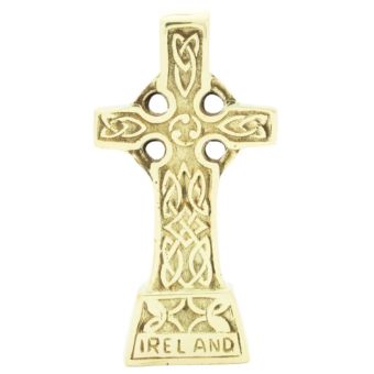 Small Brass Celtic Cross - 4'' x 2'' I Traditional Irish Brass Cross with Intricate Celtic Knotwork