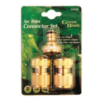 3 Piece Brass Hose Connector Set