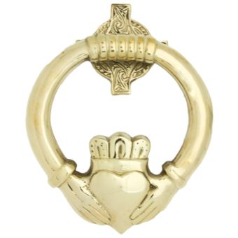 Medium Brass Claddagh Door Knocker I Traditional Irish Door Knocker