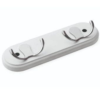 Bristol White & Chrome 2 Hook Wall Rack – Sleek and Functional Storage Solution