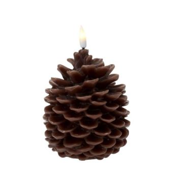 Brown Pine Cone Candle Led Timer 13cm