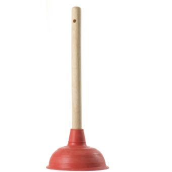 Buffalo Natural Rubber Plunger Large 145mm (5.75") | Wooden Handle Sink & Drain Plunger