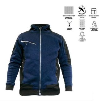 Cargo Action Zip Up Hoodie - Black and Navy Medium