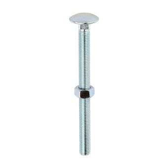 M12 x 150mm Zinc Carriage Bolt & Hex Nut – Domed Head I Each