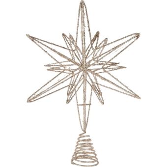 Champagne Gold Illuminated Christmas Tree Topper Star – 20 LED Lights
