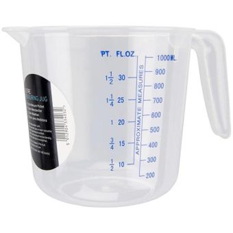 Chef Aid 2 Pint Clear PVC Measuring Jug – Durable Kitchen Jug with Easy-Read Markings for Liquid and Dry Ingredients