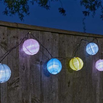 Chinese Lantern Solar String Lights - Set of 10 I for Garden Trellis Shrubs Parasols and Doorways 4.7m