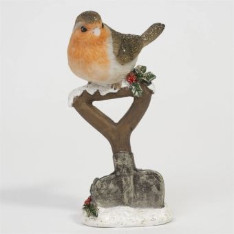 Christmas Decor Robins On Spade