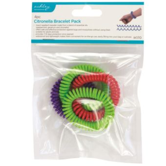 Ashley 4 Piece Citronella Bracelet Pack – DEET-Free Insect Repellent Bands