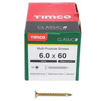 Classic Multi Purpose Screws PZ Double Countersunk Yellow 6.0 x 60mm Pack of 200