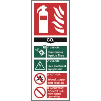 Fire extinguisher composite - CO2 - PVC Sign (75mm x 200mm)