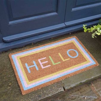 Colour Hello Coir Door Mat 45x75cm – Bright & Welcoming Outdoor & Indoor Entrance Mat