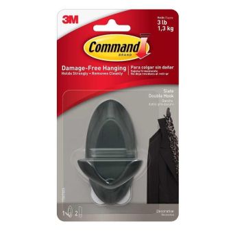 Command™ Hanging Double Hook - 1 Medium Hook Slate - 1.3kg