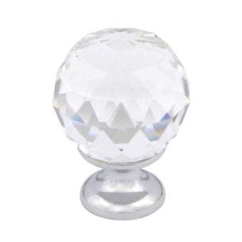 Crystal Kitchen Cabinet Drawer Knob With Chrome Base - 40mm