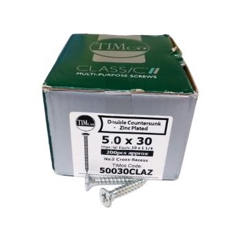Timco Classic® Zinc Pozi Wood Screws 5.0 X 30mm - Box Of 200