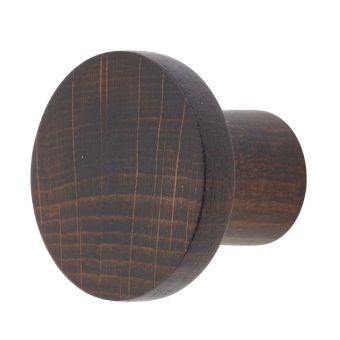 Dark Stain Wooden Cabinet Knob Set 33mm – Classic Round Furniture Handles I Pack of 2