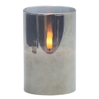 De Vielle Smokey Grey LED Glass Candle – Ambient Flameless Light I Large