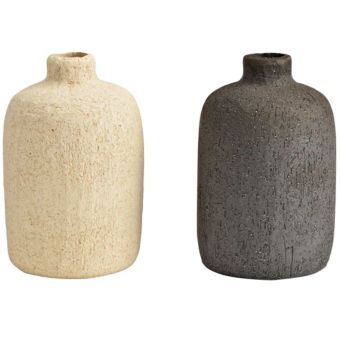 Decorative Ceramic Vase for Dried Flowers Beige or Black 9x16cm Modern Home Accent