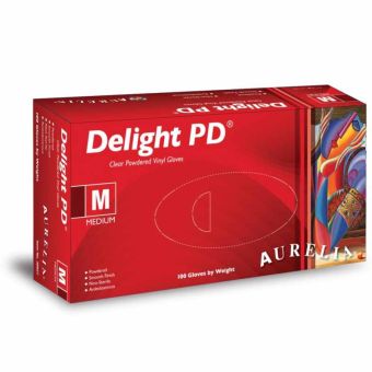 Aurelia Vinyl Powdered Disposable Gloves - Medium Size