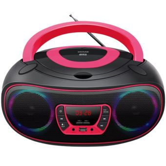 Denver TCL-212BT Pink Bluetooth Boombox with CD Player and USB MP3 Playback