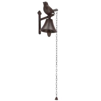 Cast Iron Bird Doorbell with Chain Rustic Garden Bell