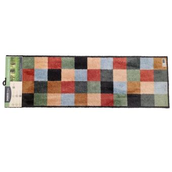 Dosco Coloured Squares Runner – 50 x 150cm Super Absorbent Floor Mat