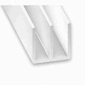 Double U White Plastic Profile 12mm x 13mm x 1m