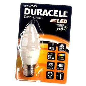 Duracell 4W LED Frosted Candle B22/ BC Light Bulb