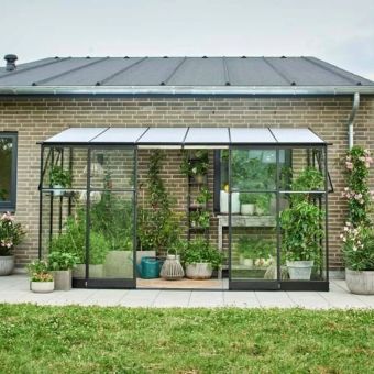 The Halls Qube Lean-to Greenhouse (Includes Base)-6ft x 12ft