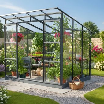 The Freya Hybrid Greenhouse-8ft x 6ft-Dark Grey
