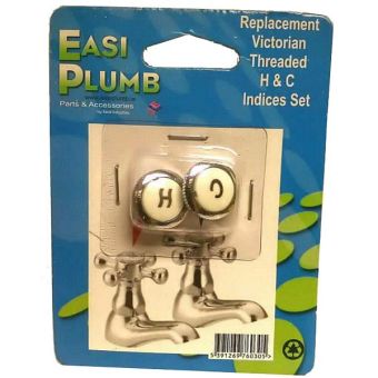 Easi Plumb Replacement Victorian Threaded H & C Indices Set