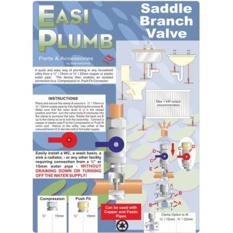 Easi Plumb 1/2" Compresion x 1/2" Saddle Branch Valve