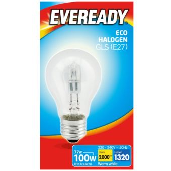 Eveready 77W (100W) E27 Halogen GLS Light Bulb