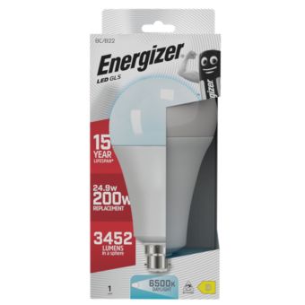 Energizer LED 24.9W (200W Equivalent) 3452 Lumens B22 Opal GLS Lamp – Daylight 6500K