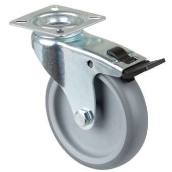Equipment Castor 100mm with Brake – Heavy-Duty Grey Wheel, 70kg Load Capacity