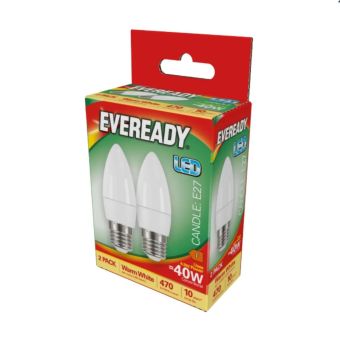 Eveready 5.2W (40W) E27 Led Candle 470 Lumens Twin Pack
