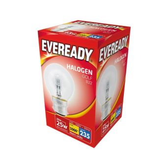 25W B22 Clear Golf Ball Halogen Pack of 10