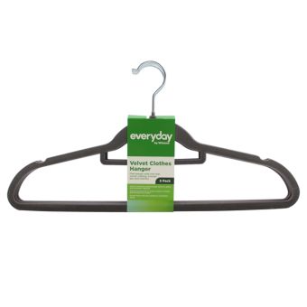 Velvet Hangers Grey 5 Pack | Non-Slip Slimline Clothes Hangers for Coats, Shirts and Suits