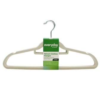 Velvet Hangers Ivory 5 Pack | Non-Slip Slimline Clothes Hangers for Coats, Shirts and Suits