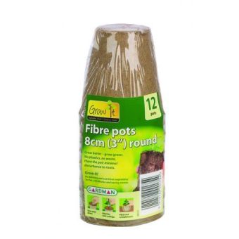 Pack of 12 Fibre Pots 8cm - Round