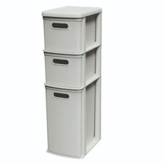 Figaro Almond 3 Drawer PVC Storage Unit – Slimline Multi-Purpose Organiser