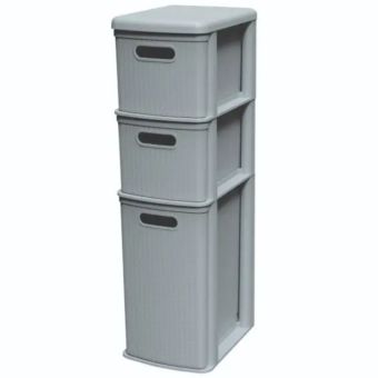 Figaro Grey 3 Drawer PVC Storage Unit – Slimline Space-Saving Organiser