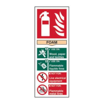 Fire Extinguisher Foam' Sign, Self-Adhesive Vinyl (82mm x 202mm)