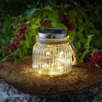 Firefly Solar Glass Jar Lantern | Warm White LED Outdoor Light